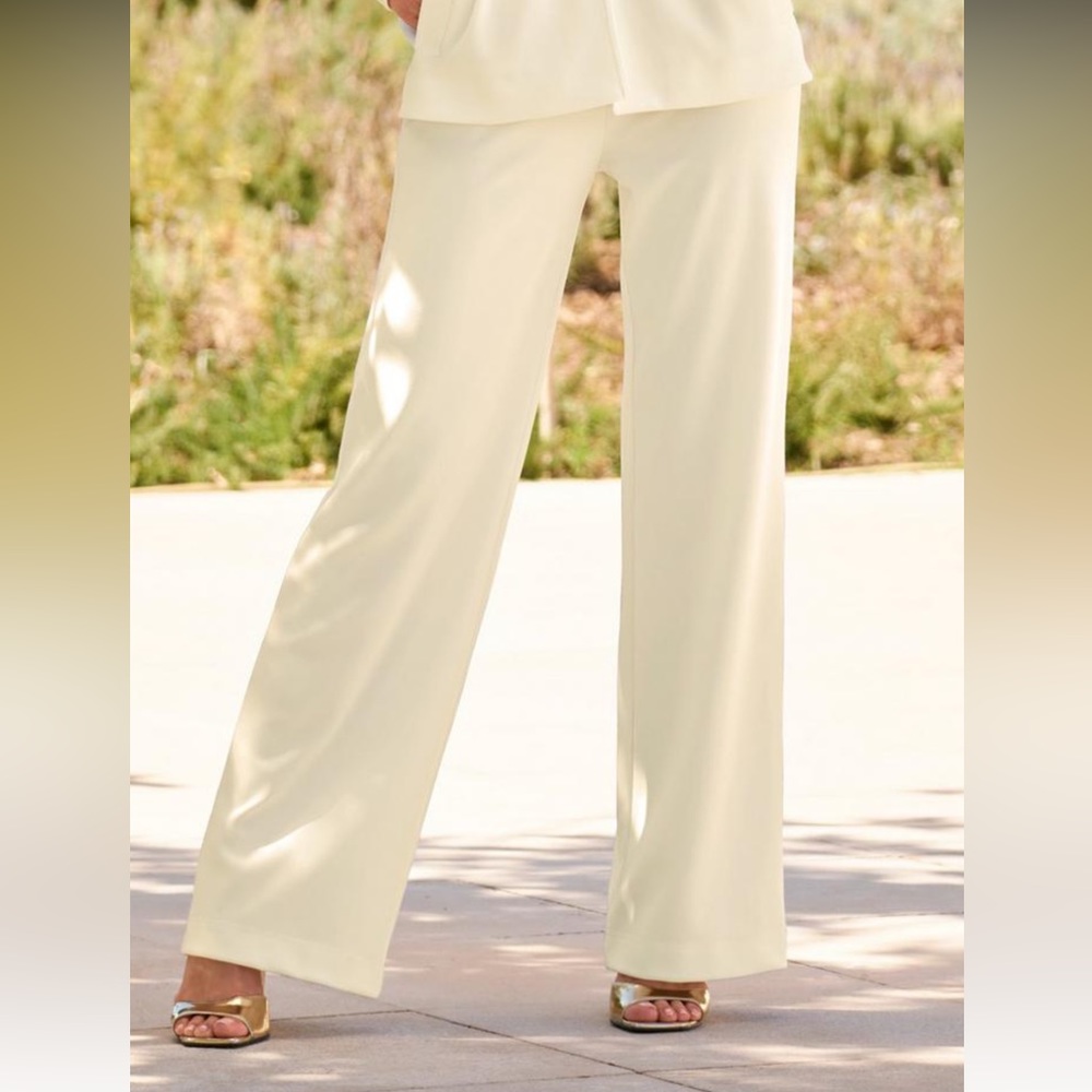 Boston Proper Cream Wide Leg Dress Pants Trousers